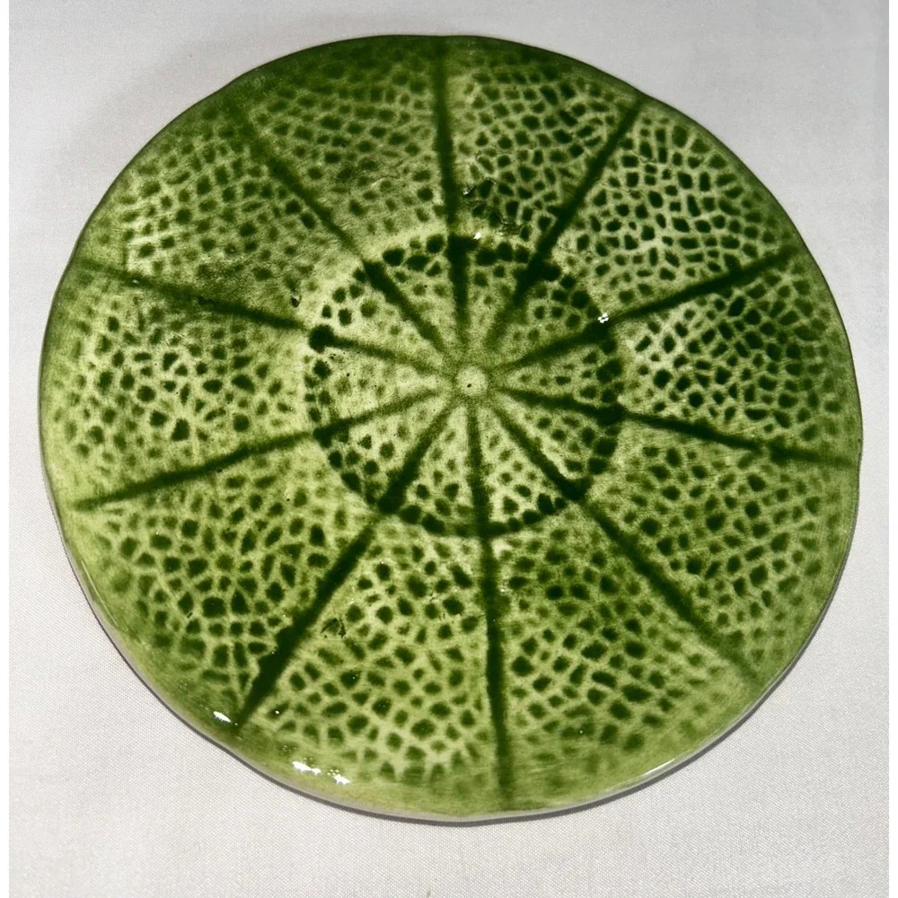 Vintage Knobler Japan ceramic‎ majolica art pottery fruit bowls & Saucers 8Pc